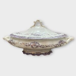 Wedgwood Royal England Ideal Oceanic Purple Floral 12" Serving Dish Transferware